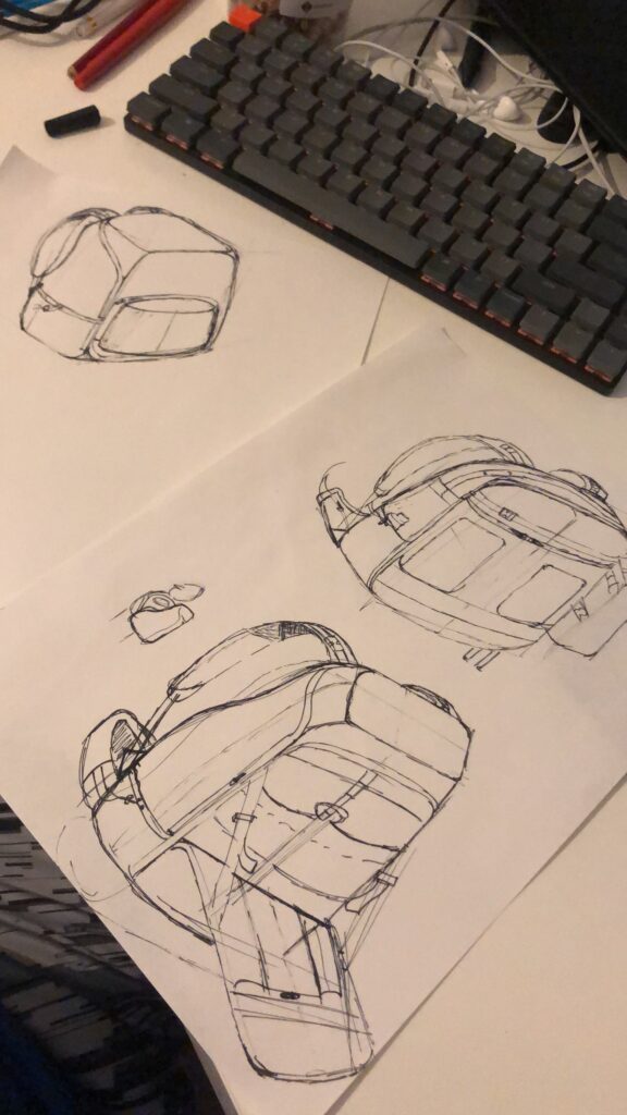 First starting with sketches for the general shape of the design